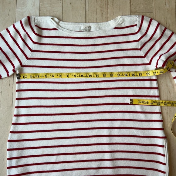 J. Crew Women’s Striped 100% Cotton Side Zip Boatneck Sweater Red White Medium - Picture 8 of 16